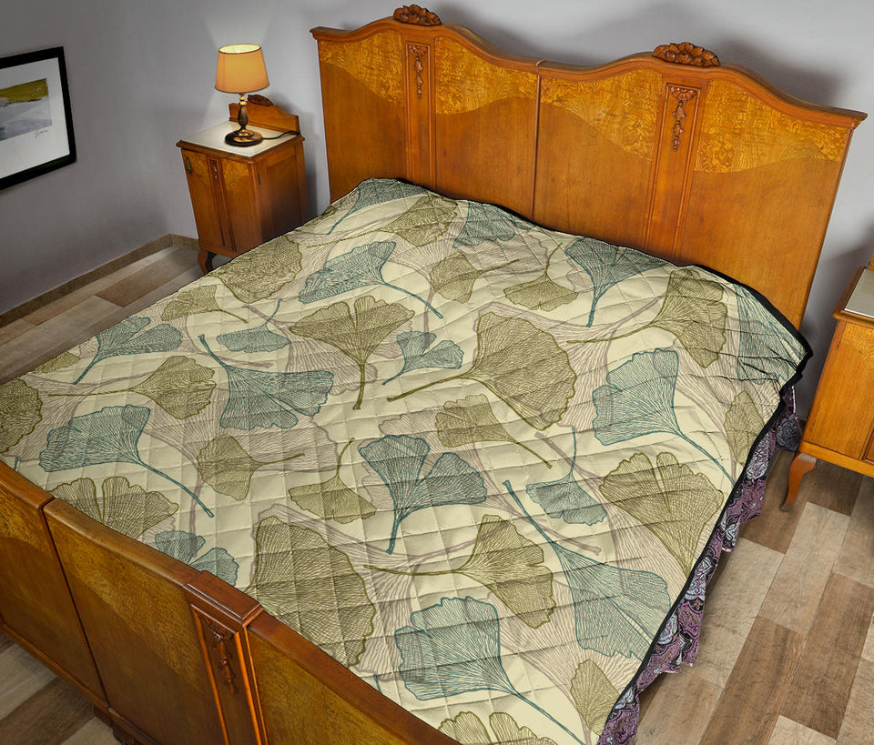 Ginkgo Leaves Design Pattern Premium Quilt