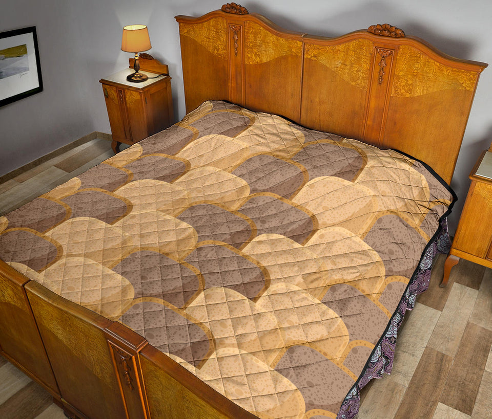Bread Toast Pattern Print Design 04 Premium Quilt