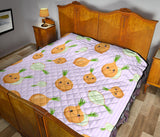 Cute Onions Smiling Faces Purple Background Premium Quilt