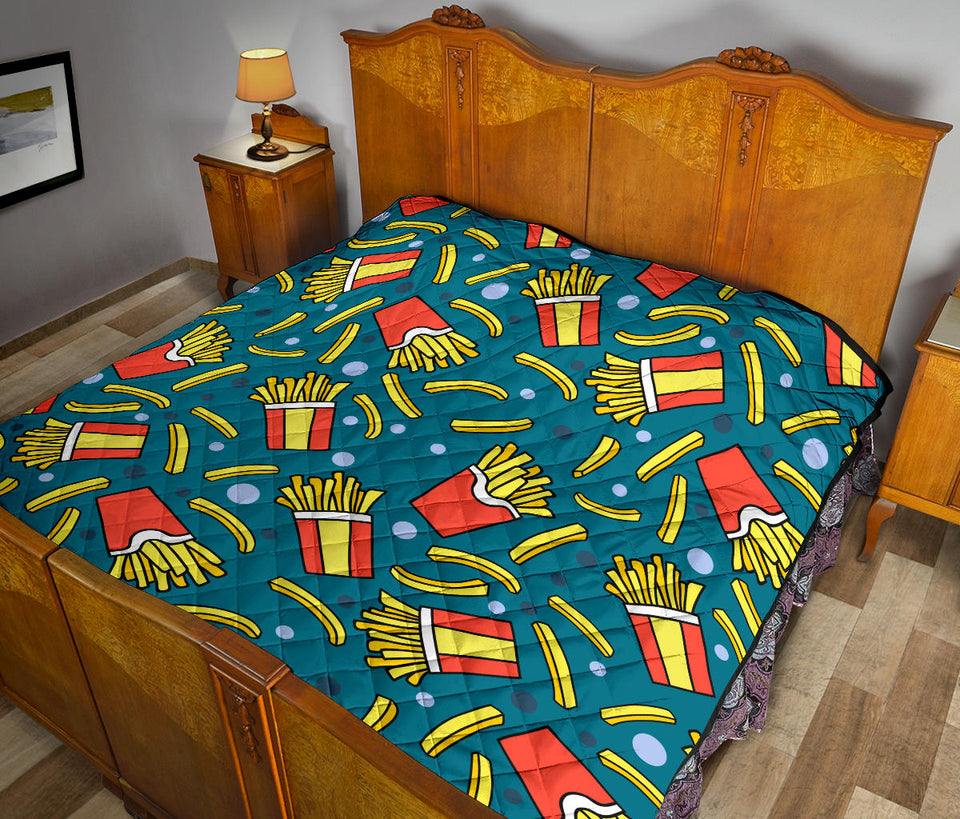 French Fries Red Paper Box Pattern Premium Quilt
