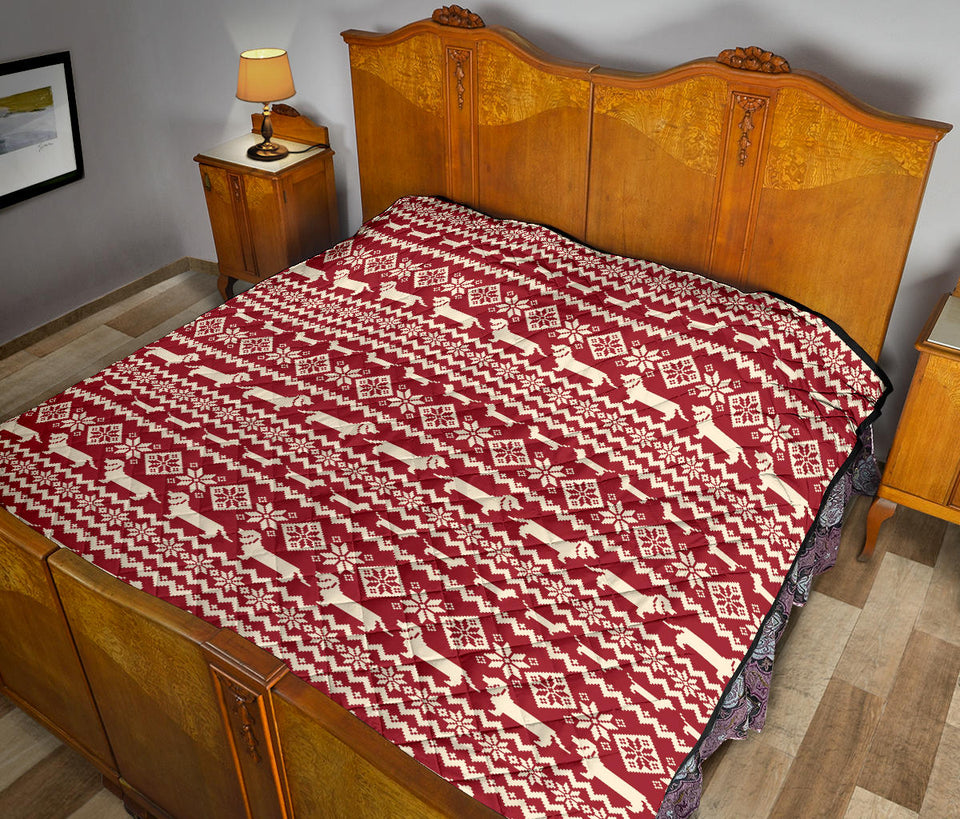 Dachshund Nordic Pattern Premium Quilt