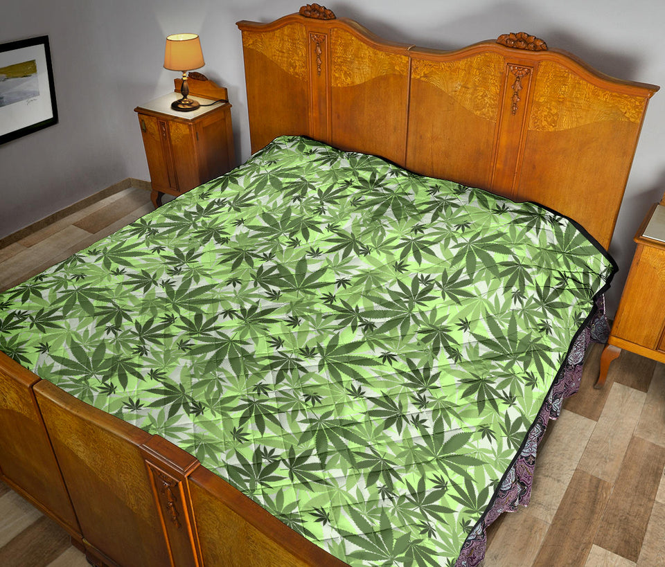 Canabis Marijuana Weed Pattern Print Design 01 Premium Quilt