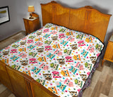 Color Cute Owl Pattern Premium Quilt
