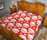 Cute Maneki Neko Lucky Cat Red Background Premium Quilt