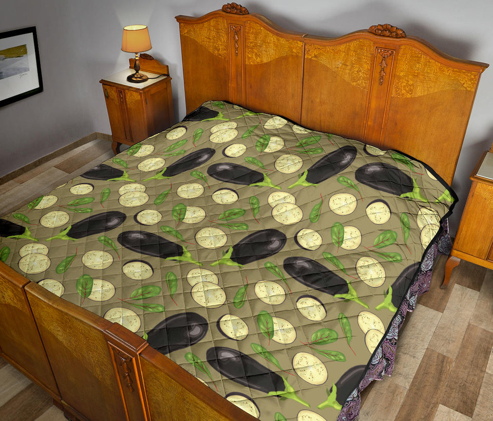 Eggplant Pattern Print Design 02 Premium Quilt