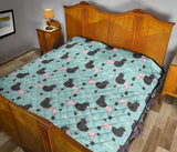 Poodle Dog Green Background Premium Quilt