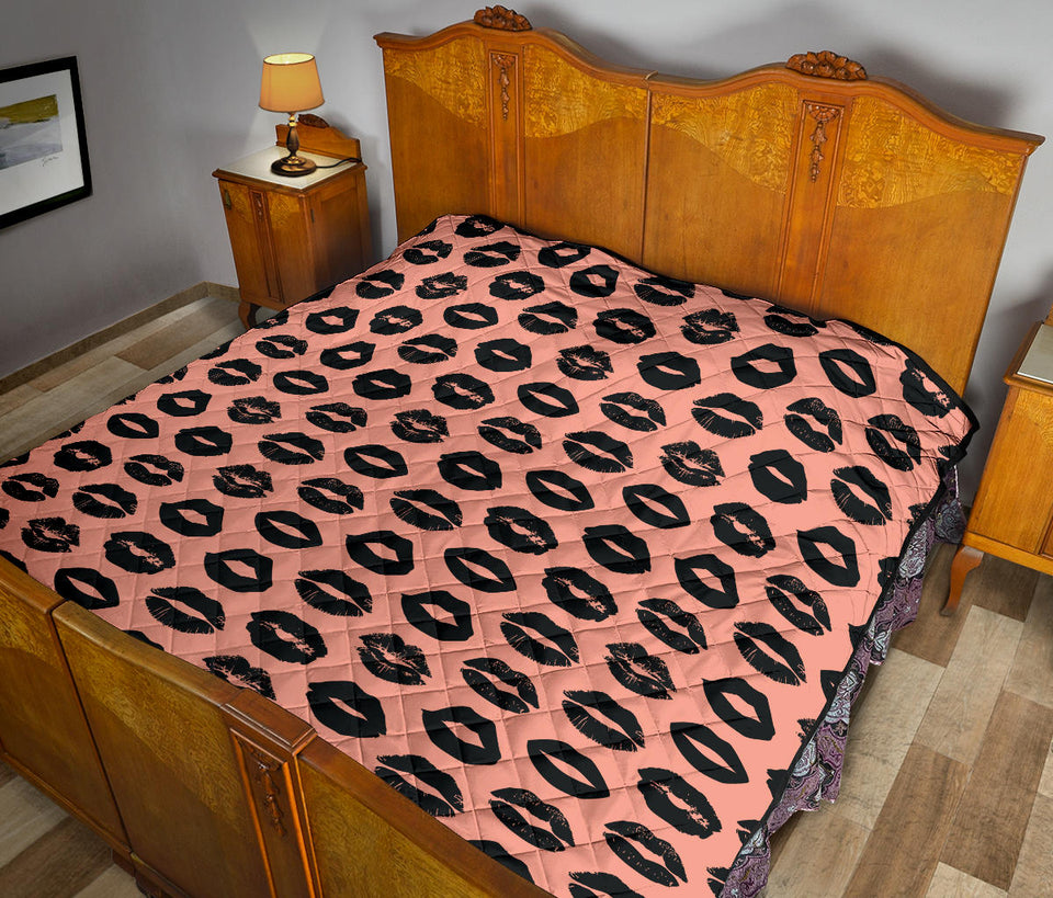 Lips Pattern Print Design 02 Premium Quilt