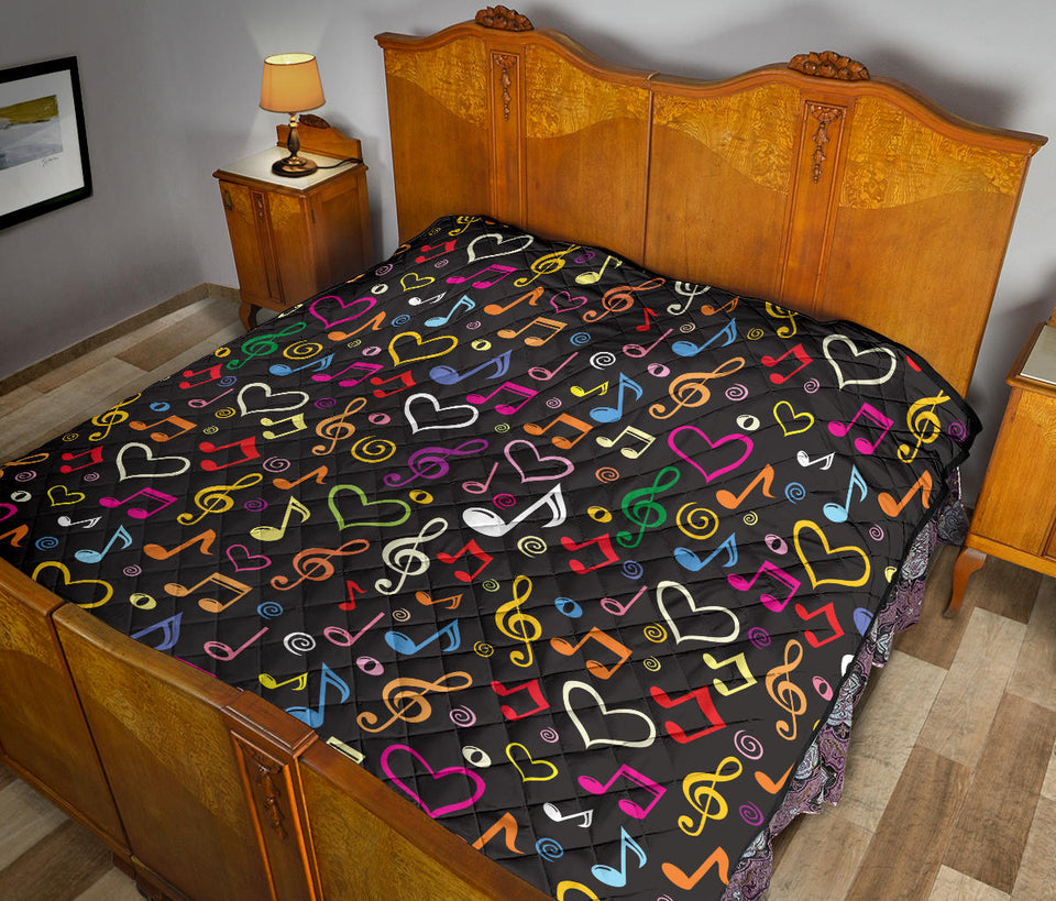Music Notes Pattern Print Design 02 Premium Quilt