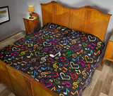 Music Notes Pattern Print Design 02 Premium Quilt