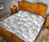 Cute French Bulldog Head Pattern Premium Quilt