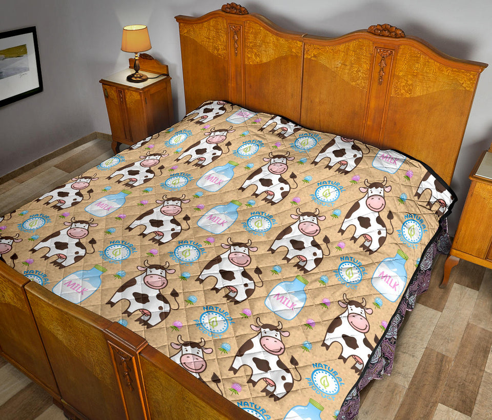 Cow Bottle Of Milk Pattern Premium Quilt