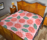 Grapefruit Leaves Flower Pink Background Premium Quilt