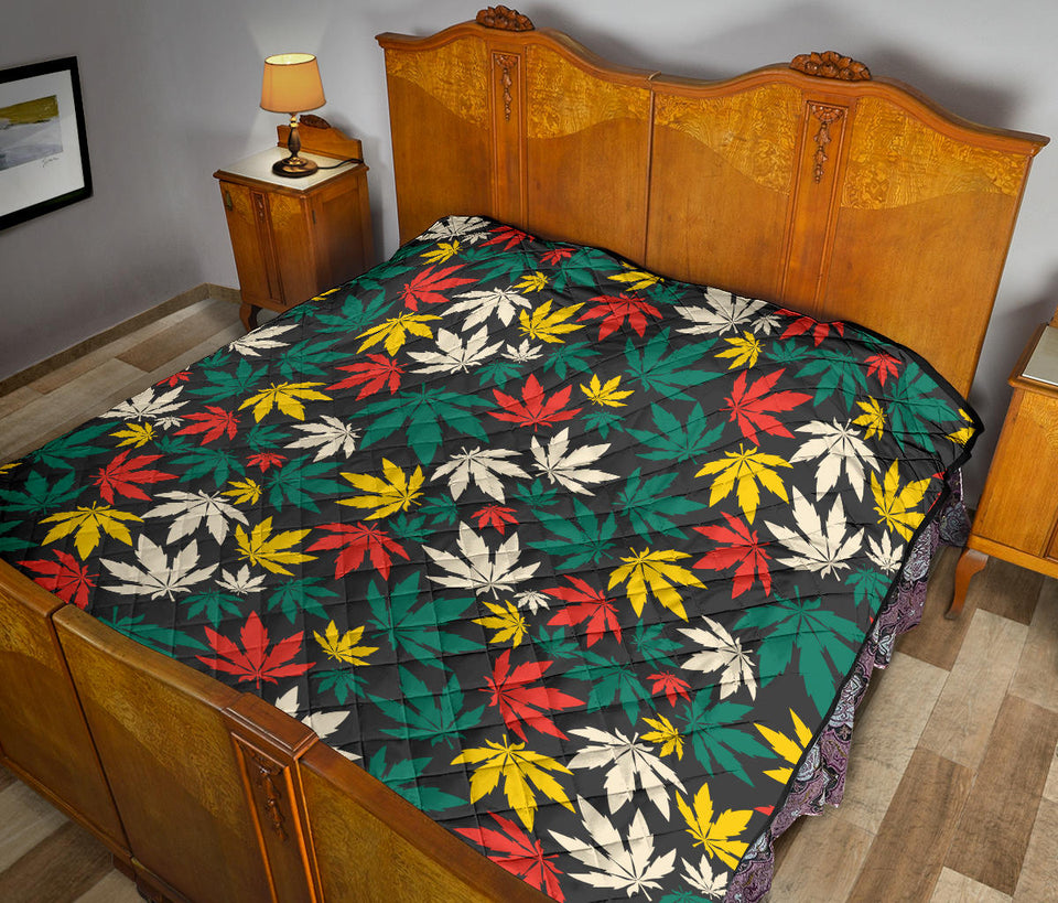 Canabis Marijuana Weed Pattern Print Design 02 Premium Quilt