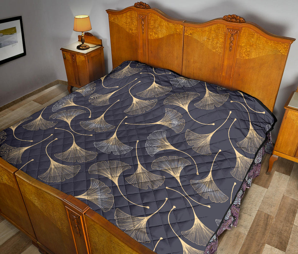 Gold Ginkgo Leaves Premium Quilt