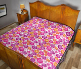 Hibiscus Pattern Print Design 01 Premium Quilt