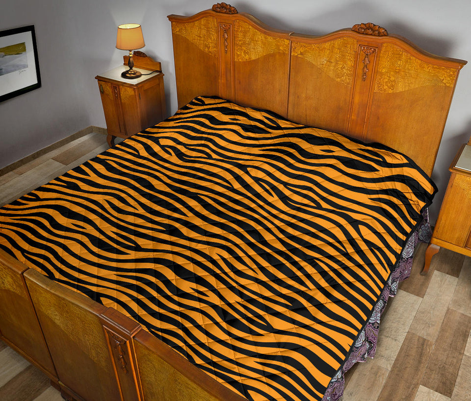 Bengal Tigers Skin Print Pattern Background Premium Quilt