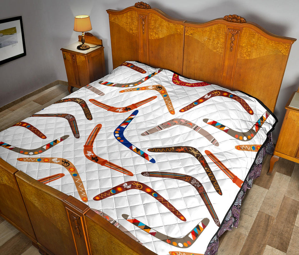 Boomerang Australian Aboriginal Ornament Pattern Premium Quilt