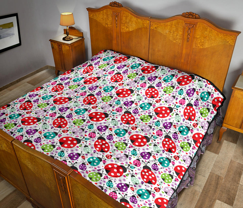Ladybug Pattern Print Design 03 Premium Quilt