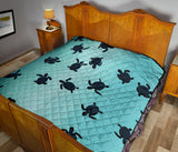 Sea Turtle With Blue Ocean Backgroud Premium Quilt