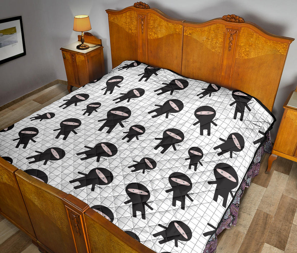 Ninja Pattern Plaid Background Premium Quilt