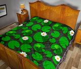 Frog Waterlily Pattern Premium Quilt