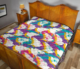 Colorful Crow Illustration Pattern Premium Quilt