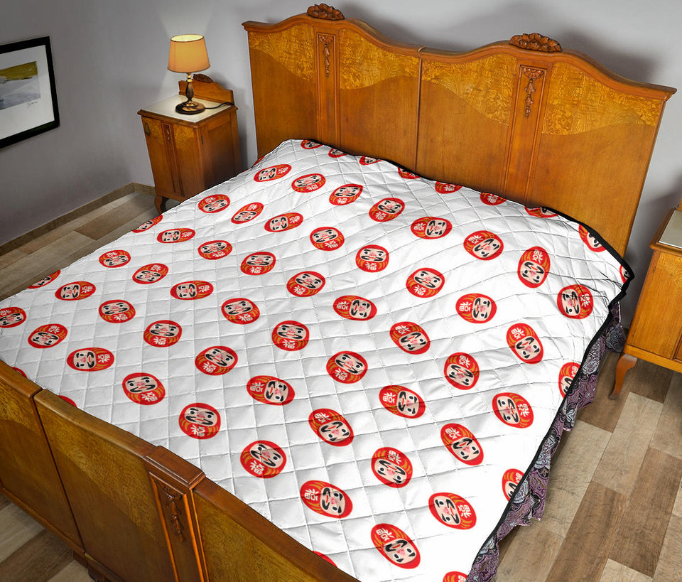 Daruma Japanese Wooden Doll Pattern Premium Quilt