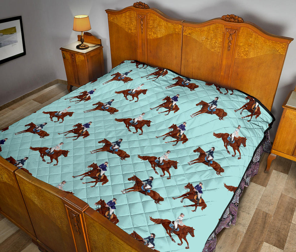 Horses Running Horses Rider Pattern Premium Quilt