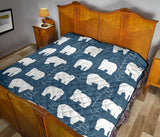 Polar Bear Mother Her Child Pattern Premium Quilt