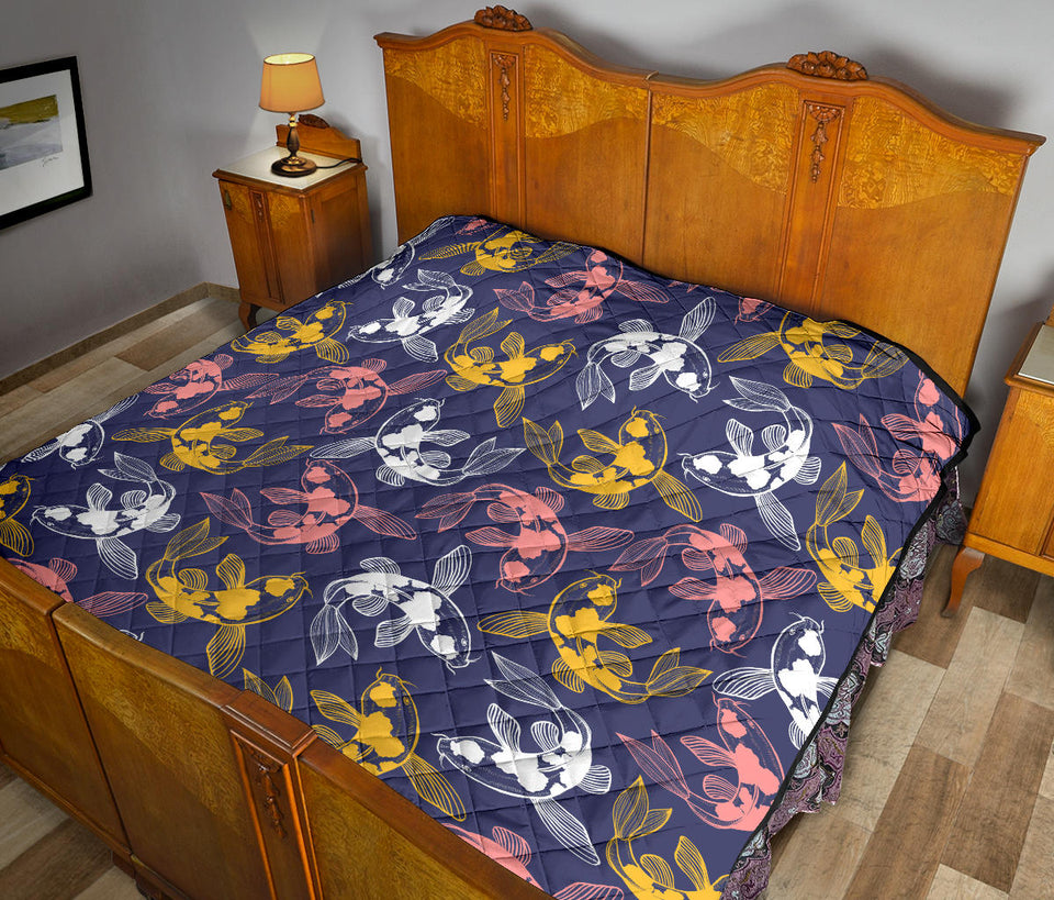 Koi Fish Carp Fish Pattern Premium Quilt