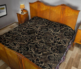Luxurious Gold Lotus Waterlily Black Background Premium Quilt