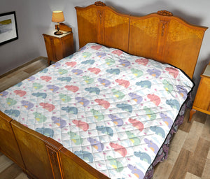 Hippopotamus Pattern Print Design 03 Premium Quilt