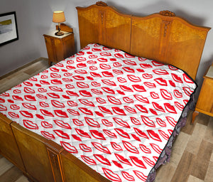 Lips Pattern Print Design 05 Premium Quilt