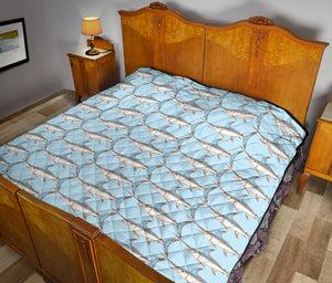 Swordfish Pattern Print Design 01 Premium Quilt