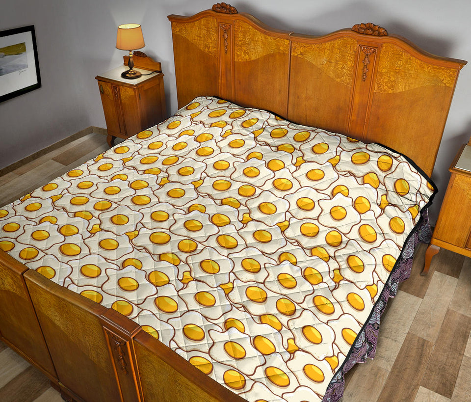 Fried Eggs Pattern Print Design 02 Premium Quilt