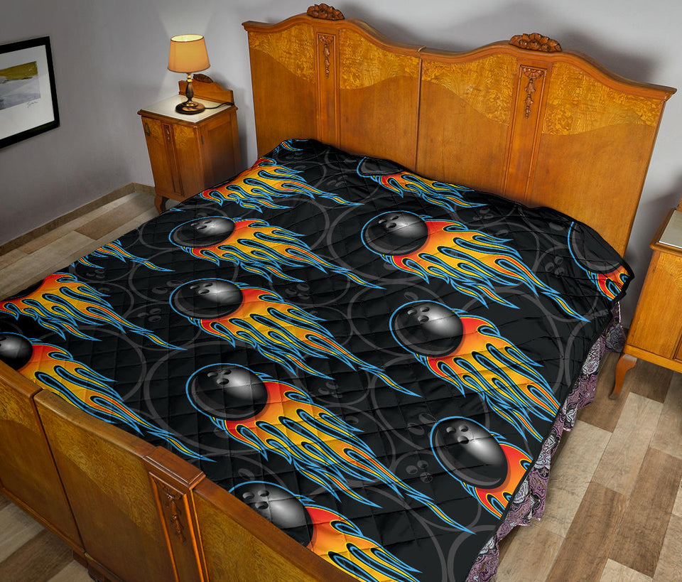 Bowling Balls Flame Pattern Premium Quilt