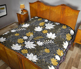 Beautiful Gold Autumn Maple Leaf Pattern Premium Quilt
