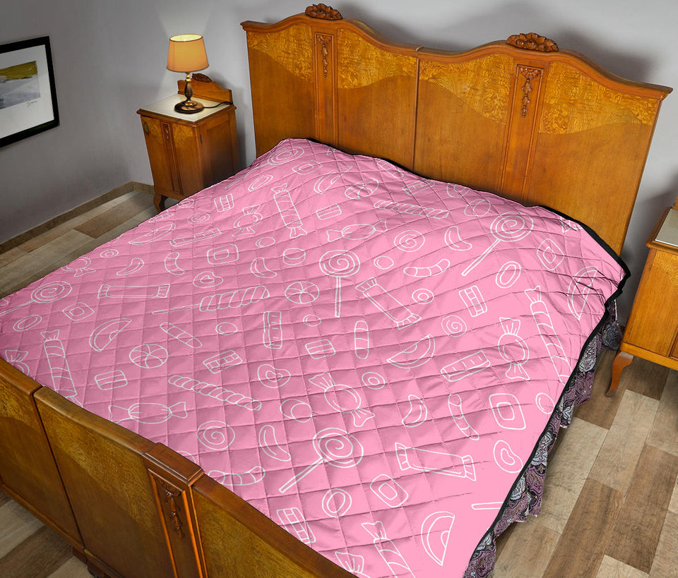 Sweet Candy Pink Background Premium Quilt