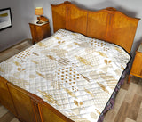 Beautiful Gold Japanese Pattern Premium Quilt