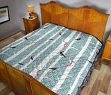 Crows Christmas Hat Scarf Premium Quilt