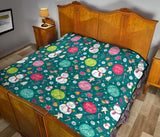 Snowman Bird Decorative Elements Christmas Pattern Premium Quilt