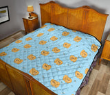 Brown Cute Pomeranian Blue Blackground Premium Quilt
