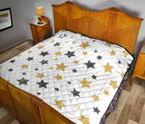 Hand Drawn Gold Black Star Pattern Premium Quilt.