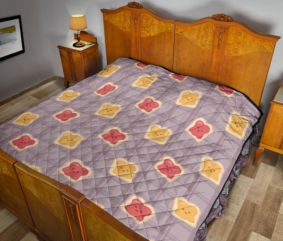 Bread Toast Pattern Print Design 05 Premium Quilt