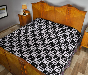 Music Notes Pattern Print Design 01 Premium Quilt