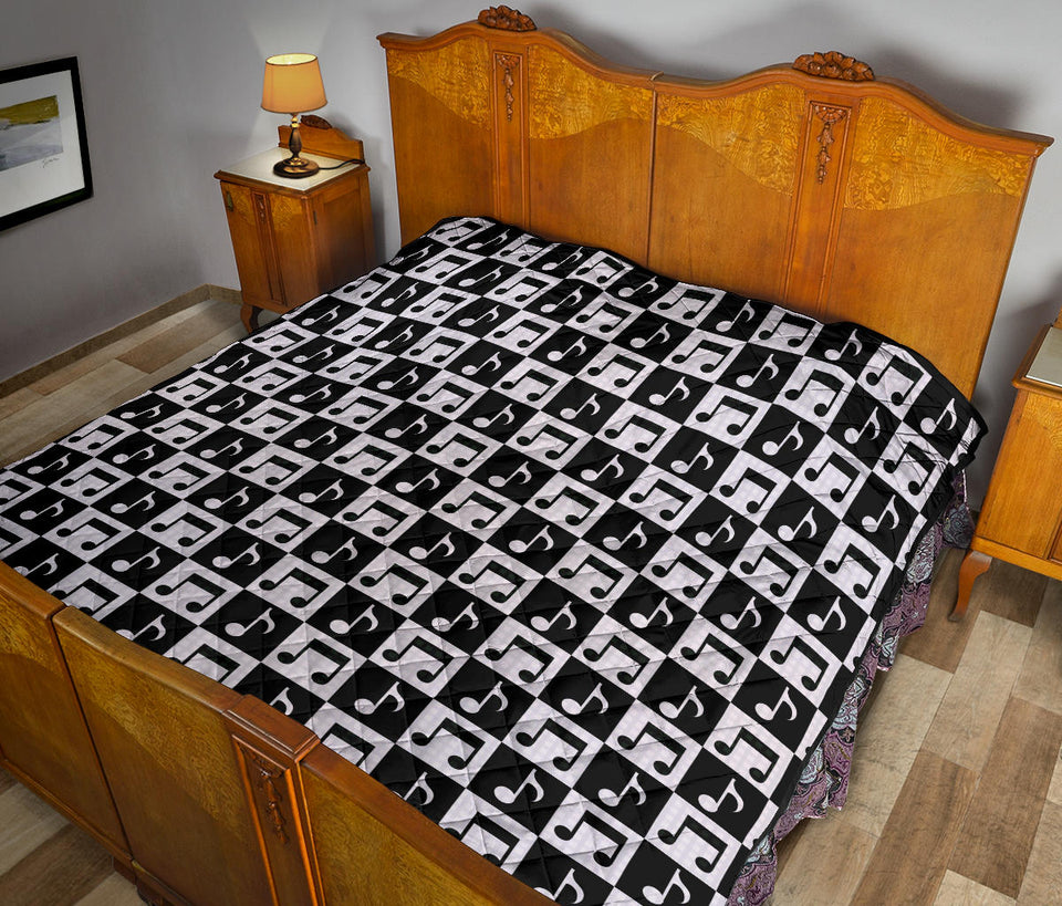 Music Notes Pattern Print Design 01 Premium Quilt