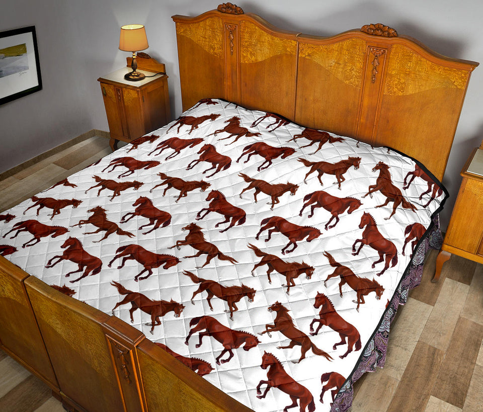 Horses Running Pattern Background Premium Quilt