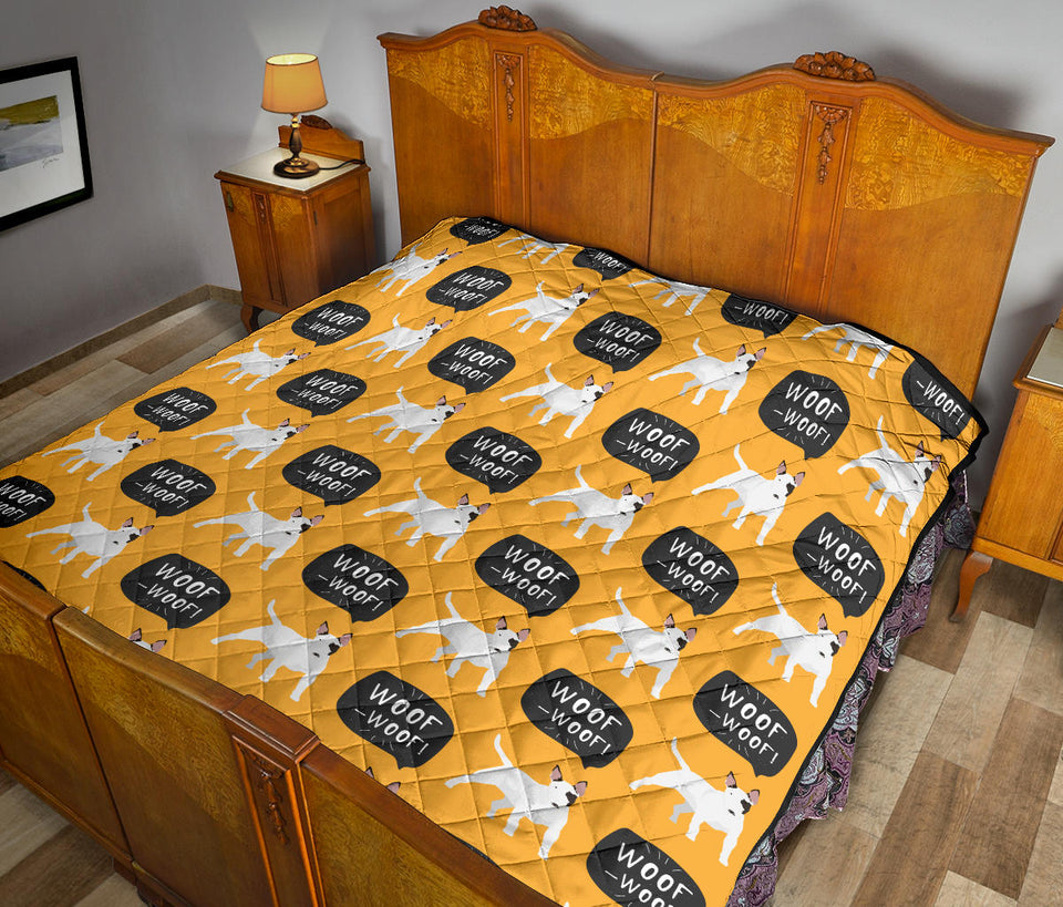 Bull Terrier Pattern Print Design 03 Premium Quilt
