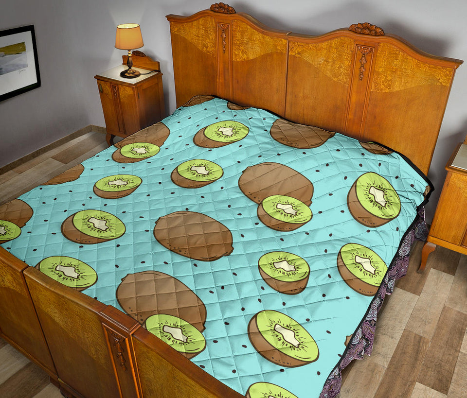 Kiwi Blue Background Premium Quilt