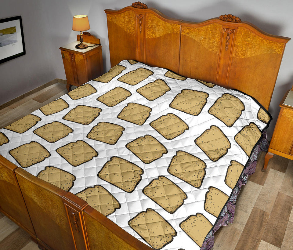 Bread Toast Pattern Print Design 03 Premium Quilt